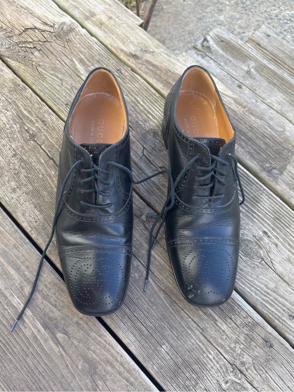 Gucci 598300 Black Leather Oxford Dress Shoes Men’s 7.5 Italy